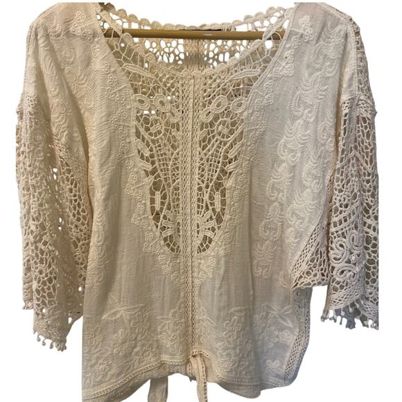 Spiaggia Dolce Tops - Spiaggia Dolce Ivory Lace Top Women's Size Small Vintage Y2K Style Flowy Blouse